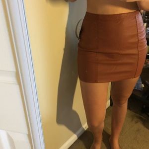 NWT Brown/Orange Leather Skirt